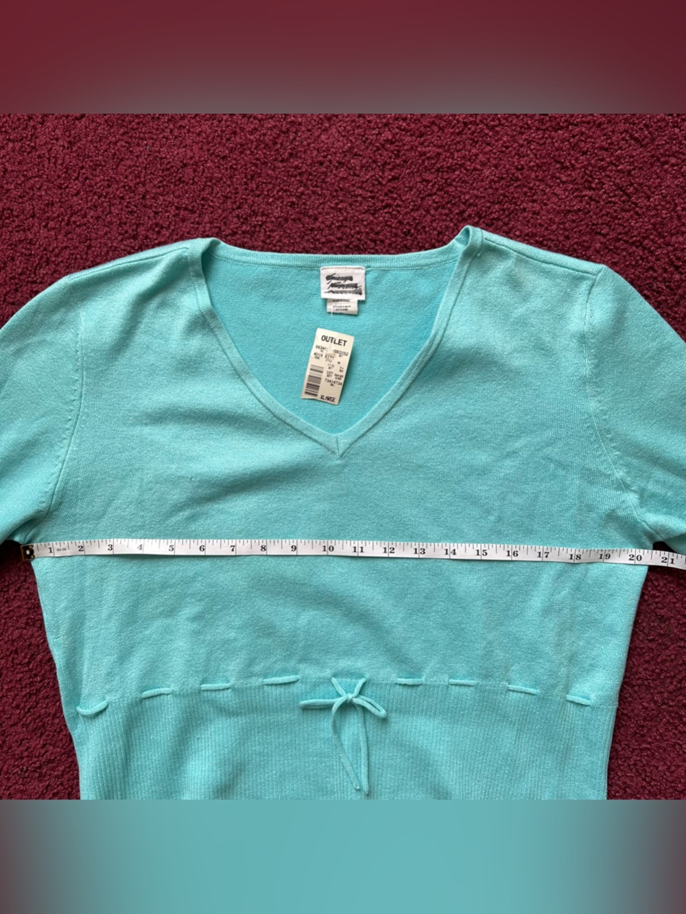 Giorgio Fiorlini Collection Turquoise V-Neck Sweater with Waist Tie - Picture 4 of 7